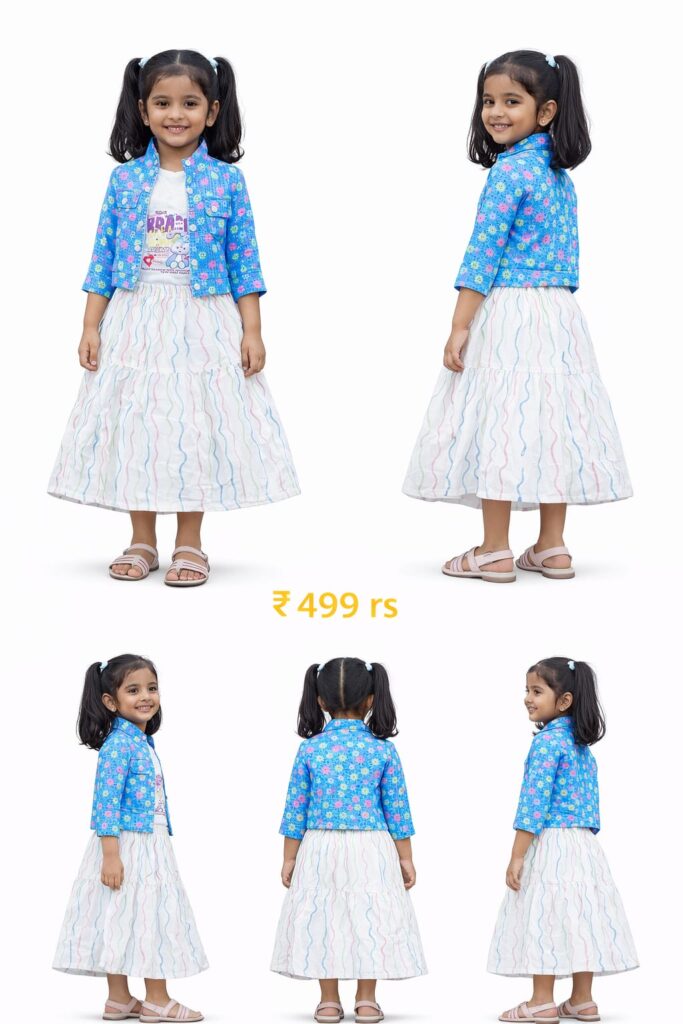 Girls Floral Print Dress With Jacket Set
