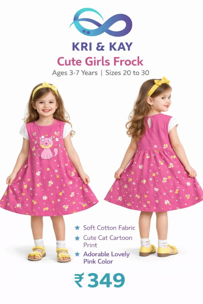Pink Floral Girls Frock